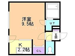 パトラス平岸 1Kの間取図画像