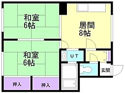 第3ハイツ近藤 2LDKの間取図画像