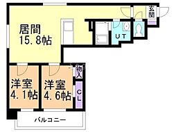 ビブレス月寒中央ステーション 2LDKの間取図画像