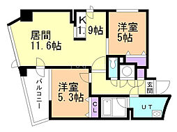 リオビスタ 2LDKの間取図画像