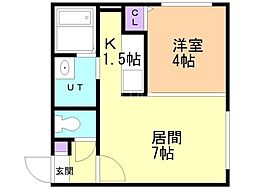 ラフィーネ平岸 1LDKの間取図画像