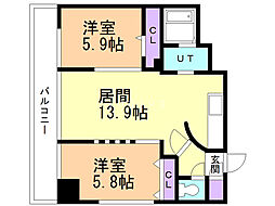 スペチアーレ伏見 2LDKの間取図画像