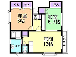 ハイツコンフォート 2LDKの間取図画像