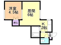 サニーフラット月寒 1LDKの間取図画像