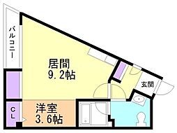 グランメール美園 1LDKの間取図画像