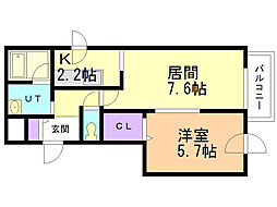 ピクシーガーデン美園 1LDKの間取図画像