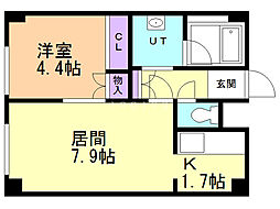 クロックス澄川 1LDKの間取図画像