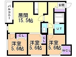 BRAMAミナミ18JO 3LDKの間取図画像