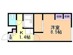 レオパレスグランデカーサ 1Kの間取図画像