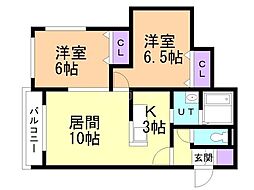 WINGBIRD平岸 2LDKの間取図画像