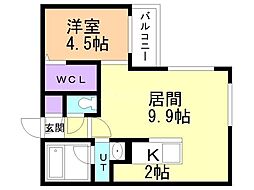 CARRERA行啓通 1LDKの間取図画像