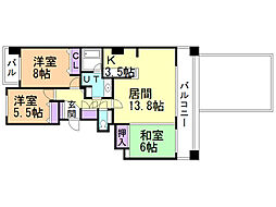 グランアルト福住オーヴェスト 3LDKの間取図画像