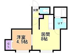 フラットJ月寒中央 1LDKの間取図画像