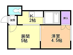 サウスウィング 1DKの間取図画像