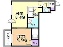 ラフィナート美園 1LDKの間取図画像