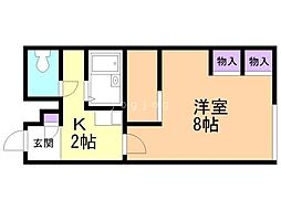 レオパレス月寒西 1Kの間取図画像