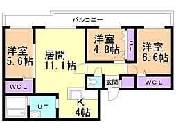LSG SUMIKAWA 3LDKの間取図画像