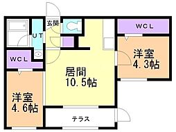 510コンペテツオーネ 2LDKの間取図画像