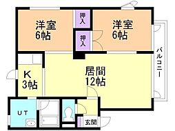 アパートメントユース2 2LDKの間取図画像