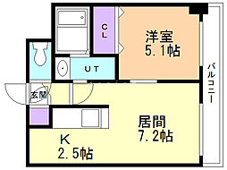 サンライトシティ豊平 1LDKの間取図画像