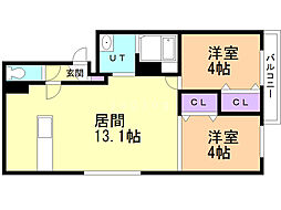 ブランシャール白石 2LDKの間取図画像