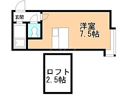 ララコム学園前2 ワンルームの間取図画像