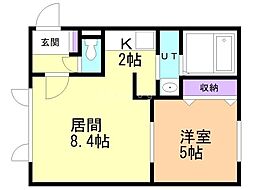 チケン豊平公園 1LDKの間取図画像