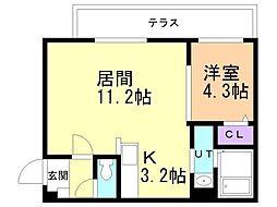 札幌市豊平区中の島一条2丁目マンション 1LDKの間取図画像