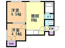 ペルドゥエープス平岸 2LDKの間取図画像
