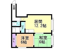 アバカスヴィラ月寒 2LDKの間取図画像