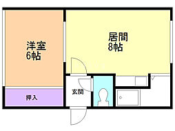 千寿マンション 1LDKの間取図画像