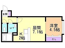アールフリー真栄21 1LDKの間取図画像