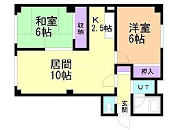 カントリー70 4階2LDKの間取り