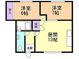 ＣＨＥＺＭＯＩ 3階2LDKの間取り