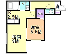 クラリス美園 1LDKの間取図画像