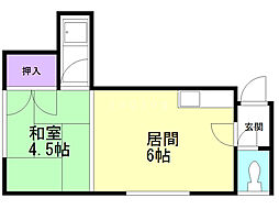 平岸パークヴィラ 1DKの間取図画像