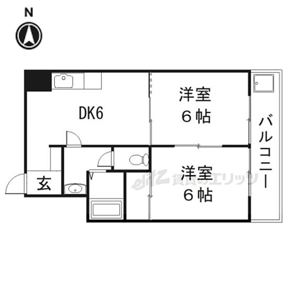 エスポワール峯 310｜京都府京都市右京区梅津中倉町(賃貸マンション2DK・3階・35.00㎡)の写真 その2