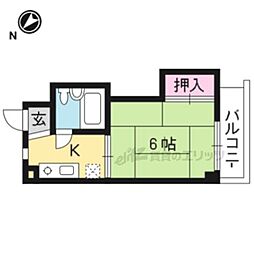 プレアール京都北山 3階1Kの間取り