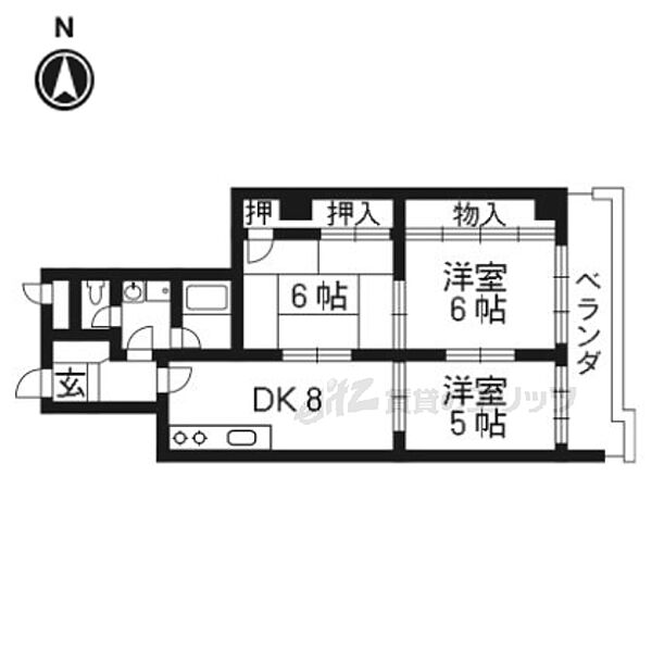 ハイツエリーPARTII 303｜京都府京都市西京区松室追上ゲ町(賃貸マンション3LDK・3階・71.07㎡)の写真 その2