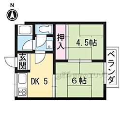 ハイツ野村 1階2DKの間取り