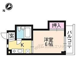 プレアール京都北山 1階1Kの間取り