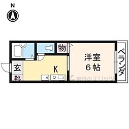 衣笠ハイツ 1Kの間取図画像