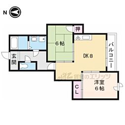 JR山陰本線 亀岡駅 徒歩3分の賃貸マンション 3階2DKの間取り