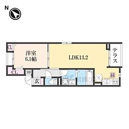 JR山陰本線 馬堀駅 徒歩14分の賃貸アパート 1階1LDKの間取り
