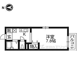 ブランドール松尾 1階1Kの間取り