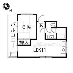 ハイツ原谷 4階1LDKの間取り