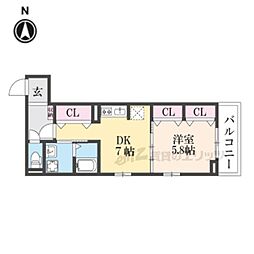 梅津東構口町アパート（028183101) 3階1DKの間取り