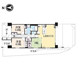 阪急京都本線 桂駅 徒歩10分の賃貸マンション 1階1Kの間取り
