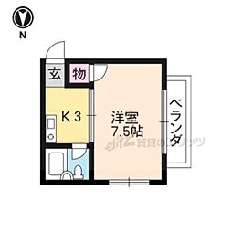 グレース衣笠 1Kの間取図画像