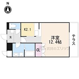 メルシーアトス 1Kの間取図画像